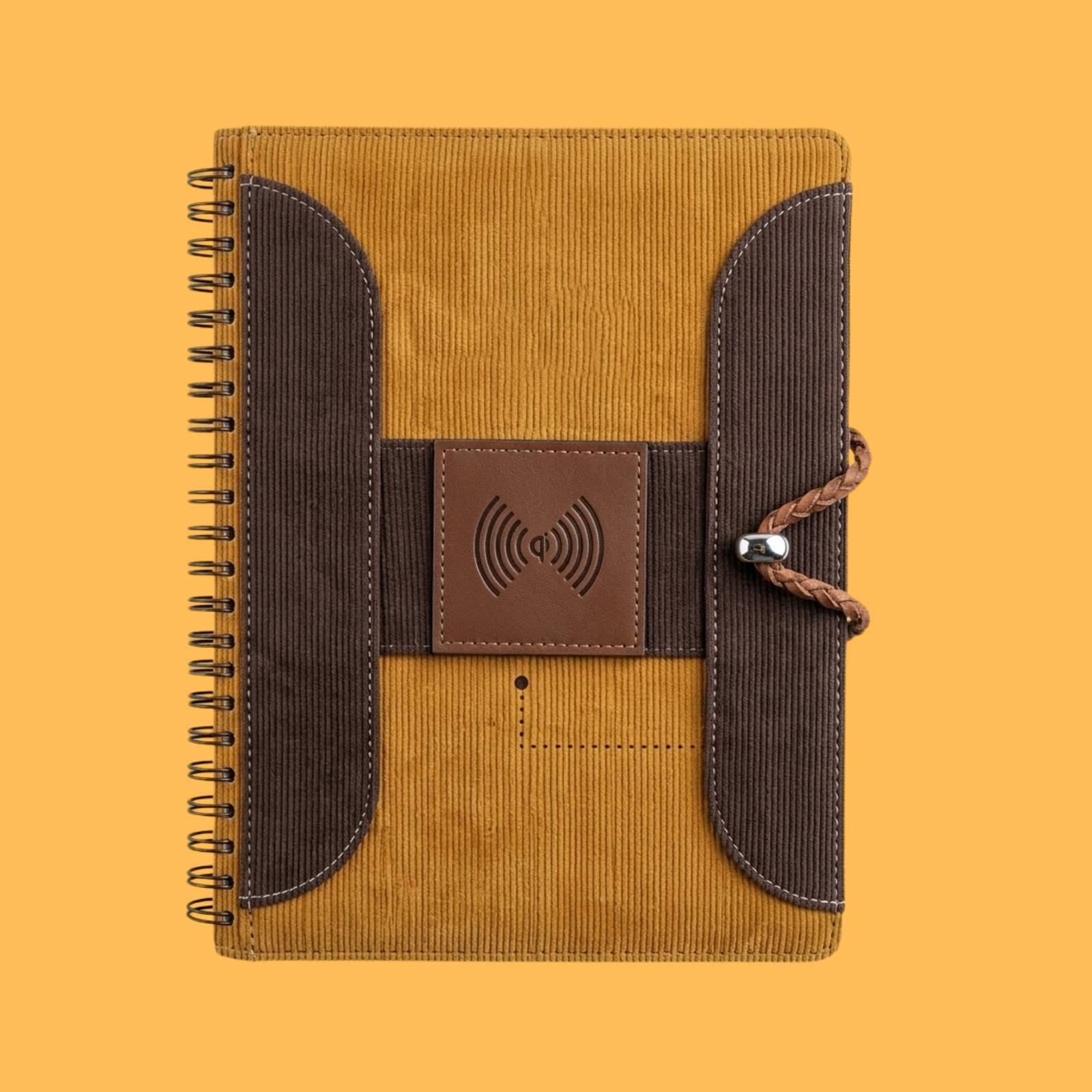 WIRELESS CHARGING DIARY DARK BROWN POWERBANK NOTEBOOK