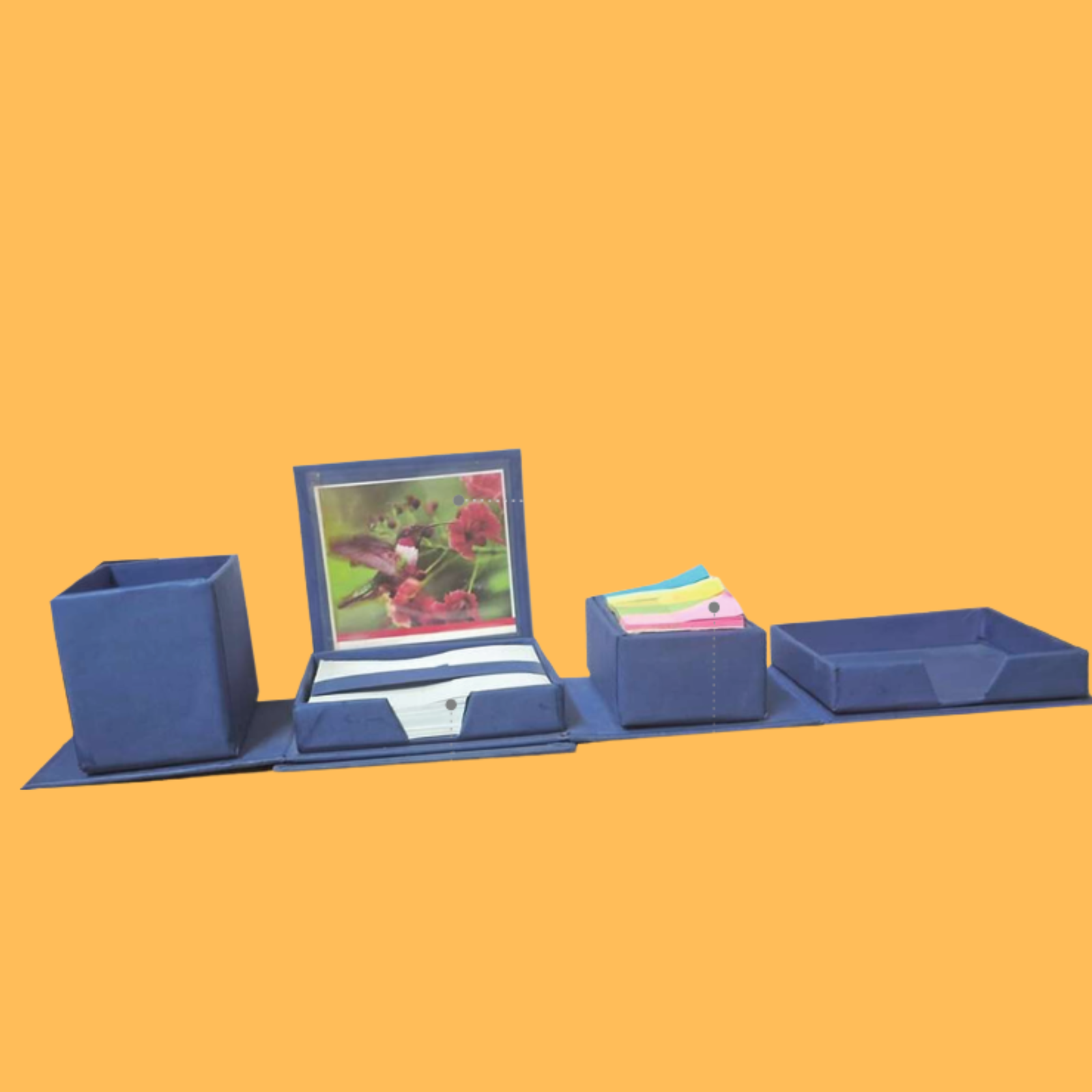 BLUE CUBE DESK ORGANIZER