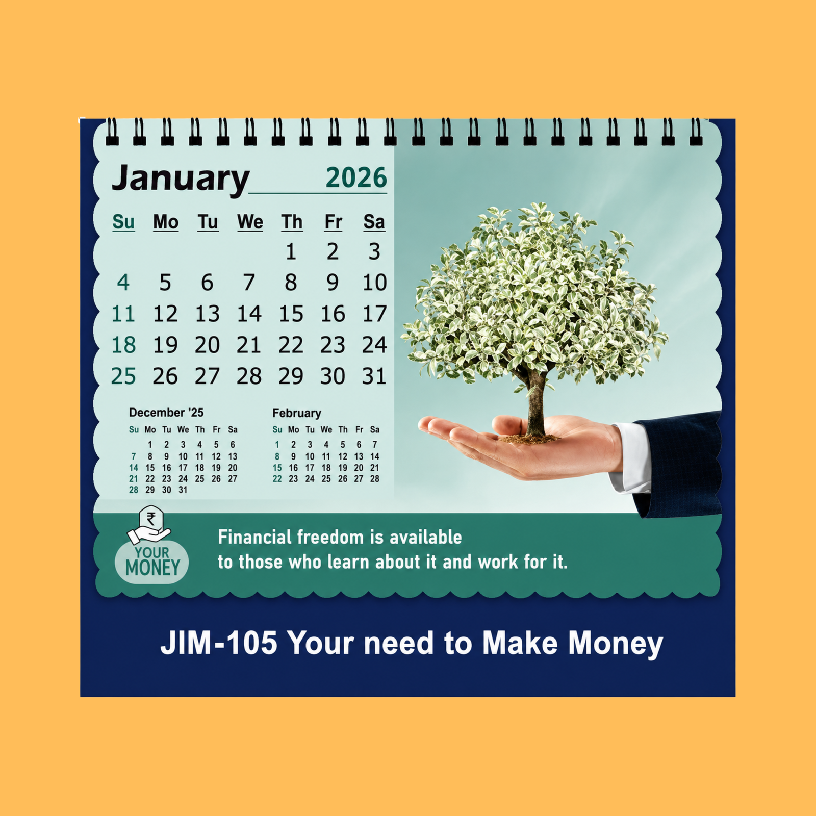 FINANCIAL LITERACY DARK TEAL GREEN DESK CALENDAR