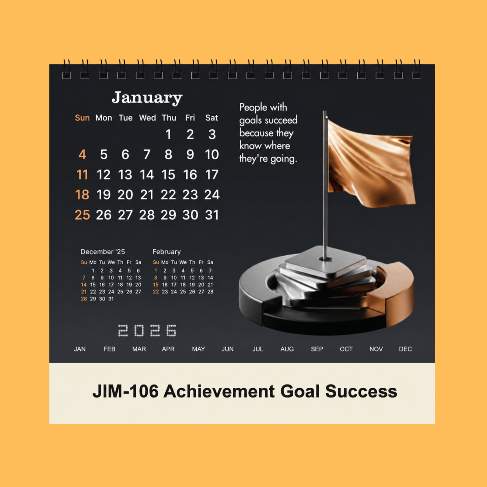 PREMIUM CORPORATE GOALS GREY CALENDAR