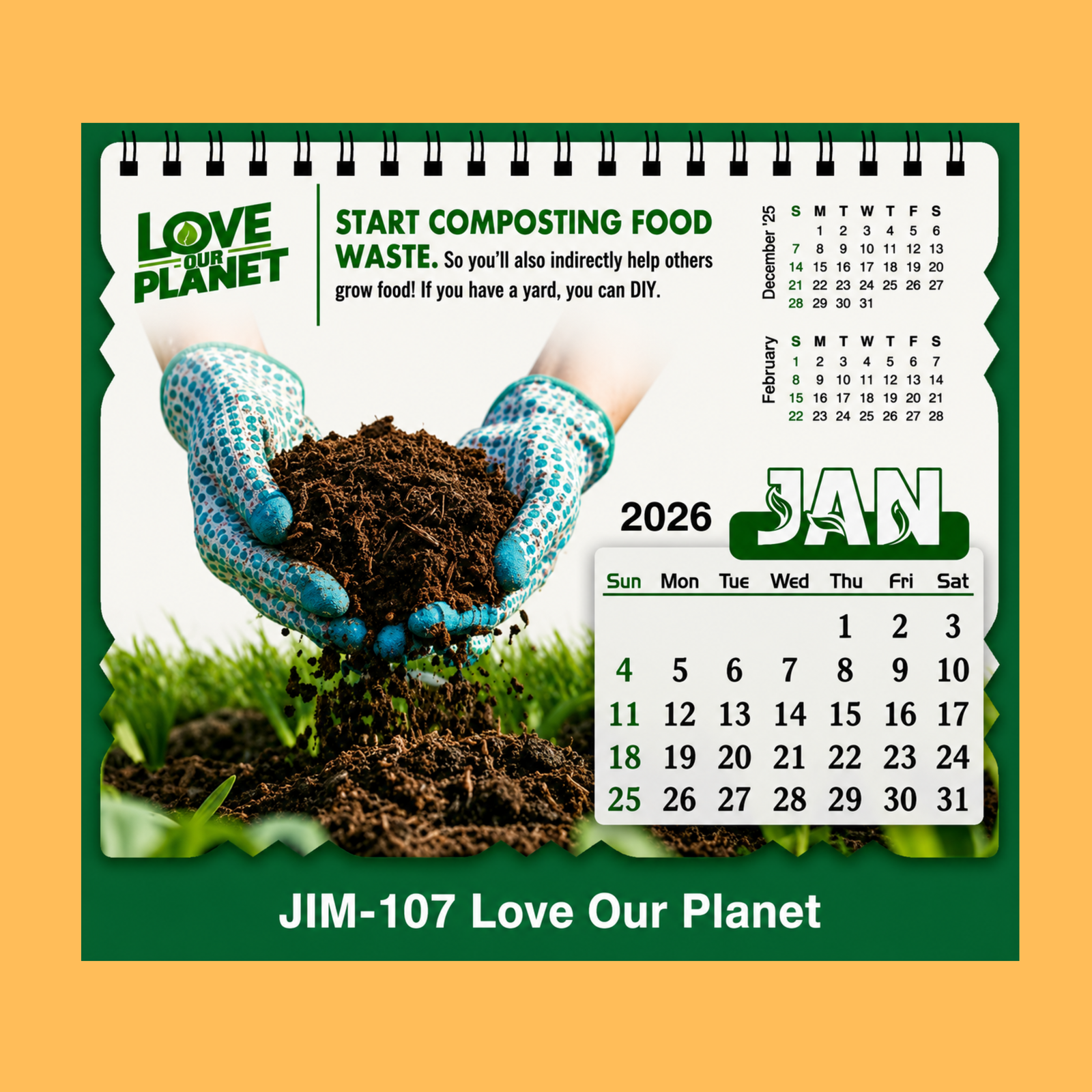 ECO FRIENDLY DESK GREEN CALENDAR