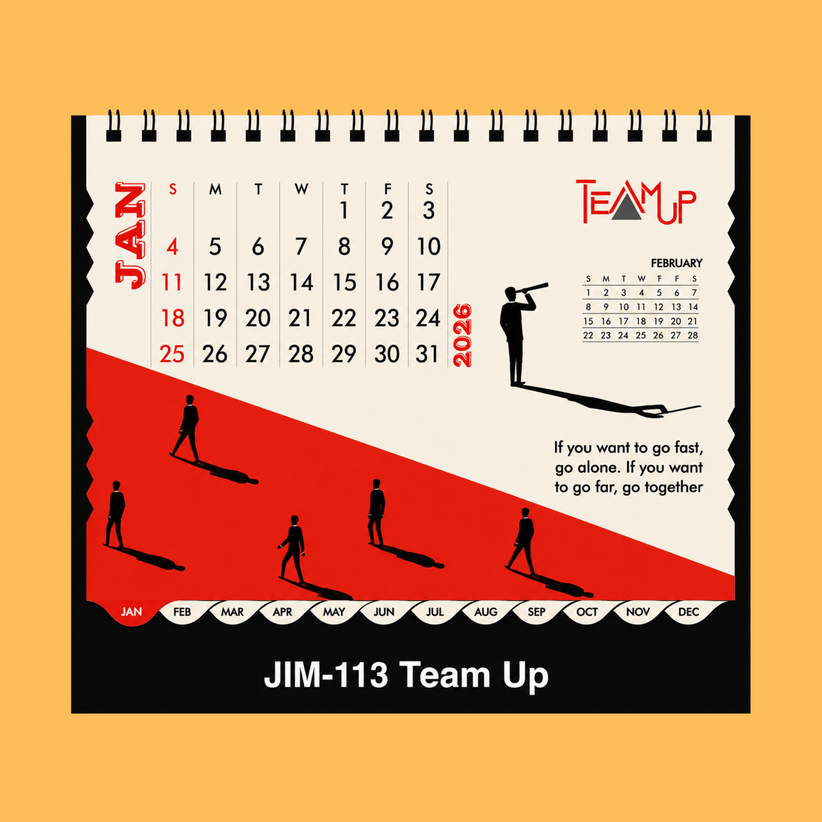 CORPORATE TEAMWORK RED DESK CALENDAR