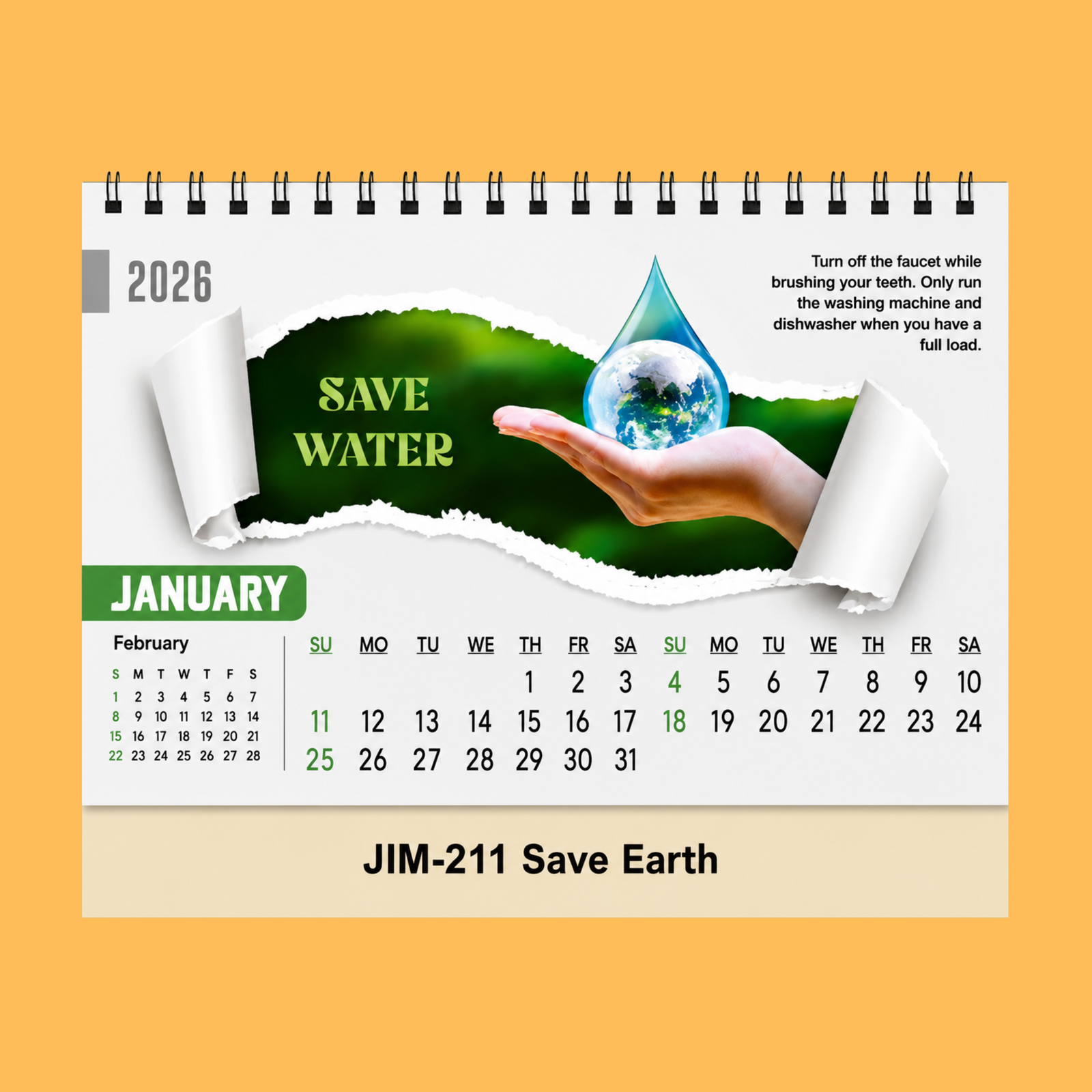 SAVE WATER DESK CALENDAR