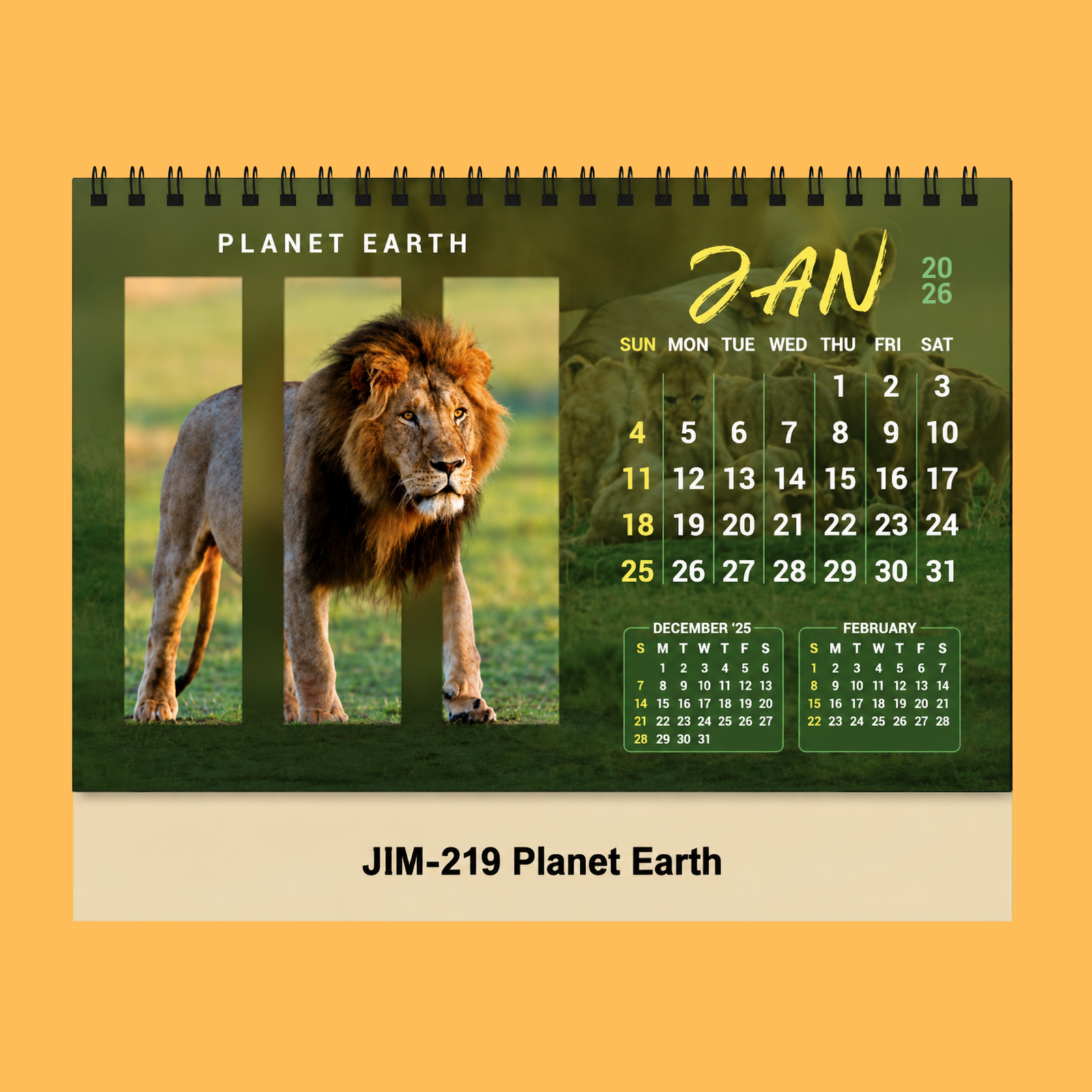 MAJESTIC LION DESK TABLE CALENDAR
