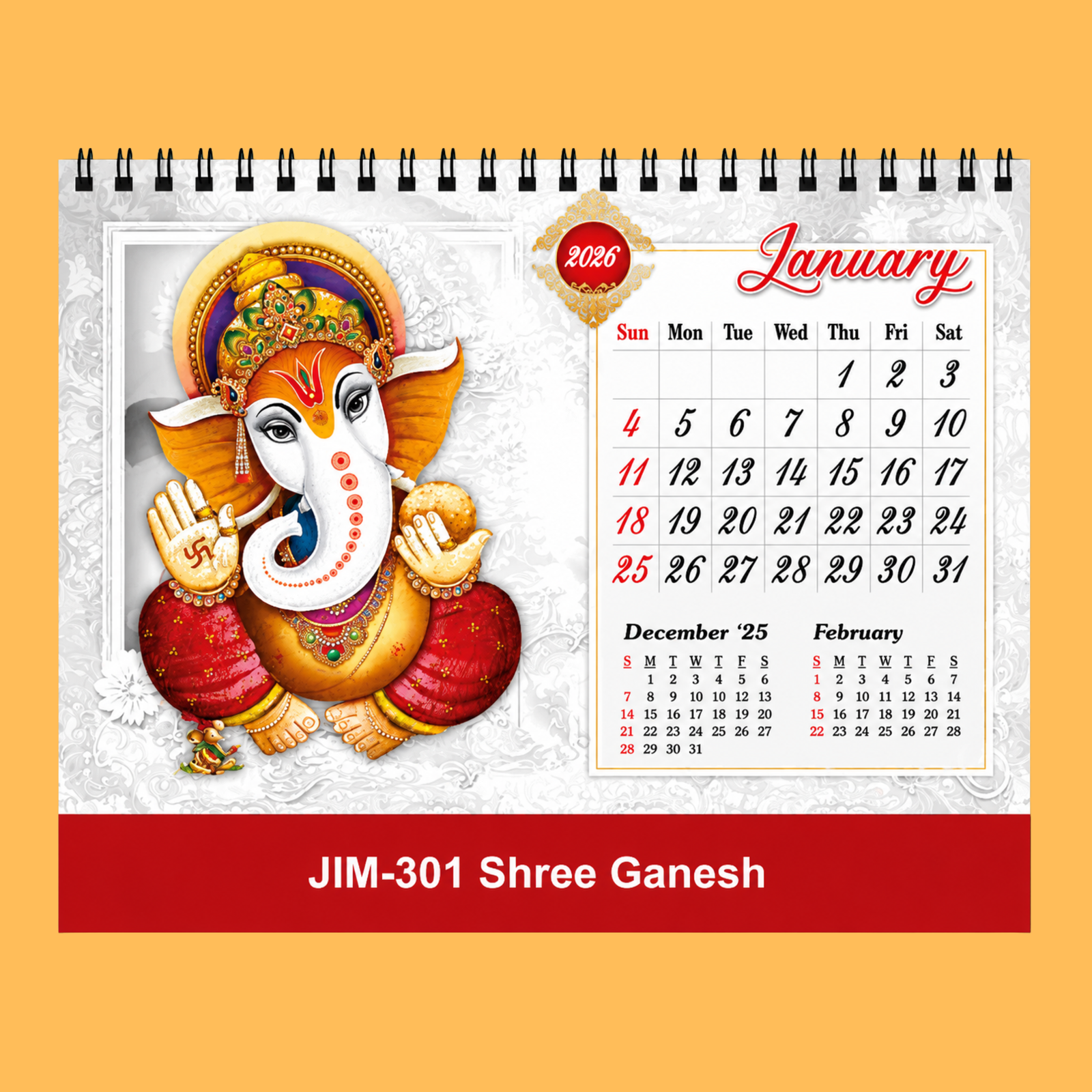 SACRED BLESSINGS GNESH RED DESK CALENDAR