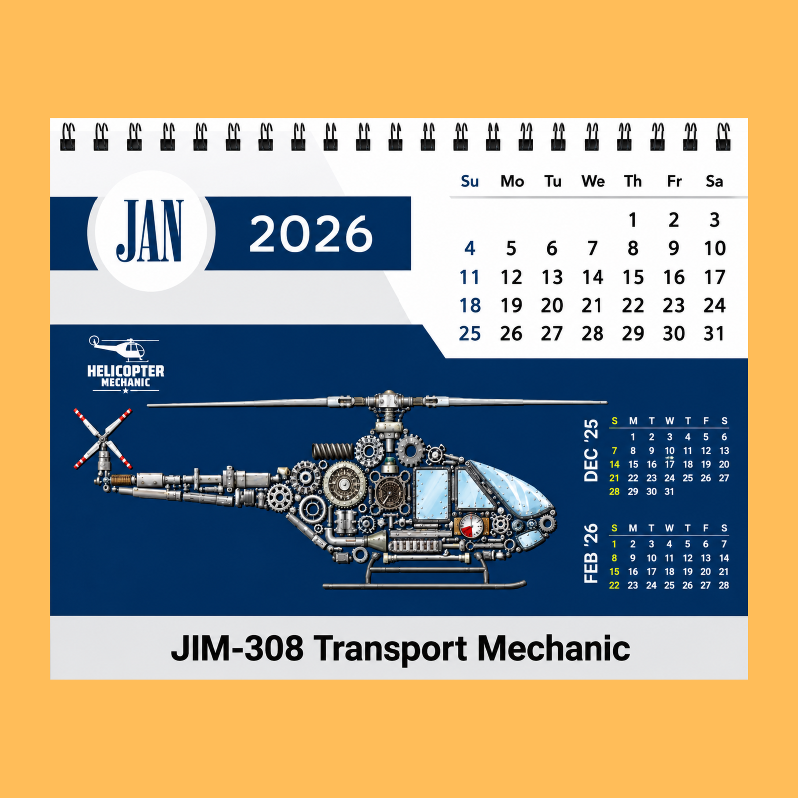 MECHANICAL HELICOPTER DESK CALENDAR