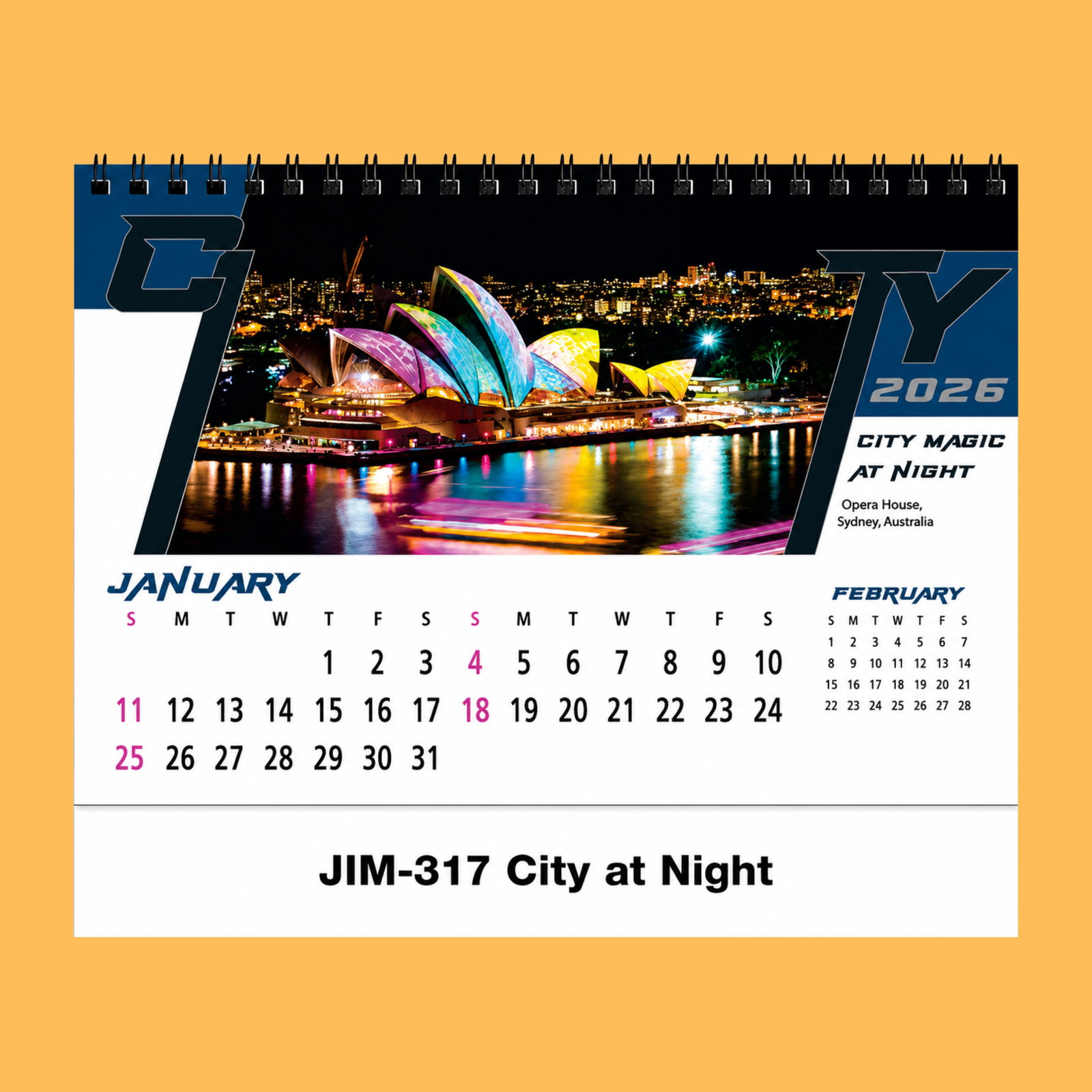 CITY AT NIGHT BLACK DASK TABLE CALENDAR