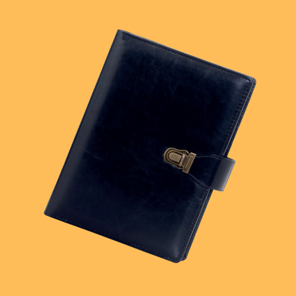 GLOSSY NAVY BLUE LEATHER EXECUTIVE DIARY