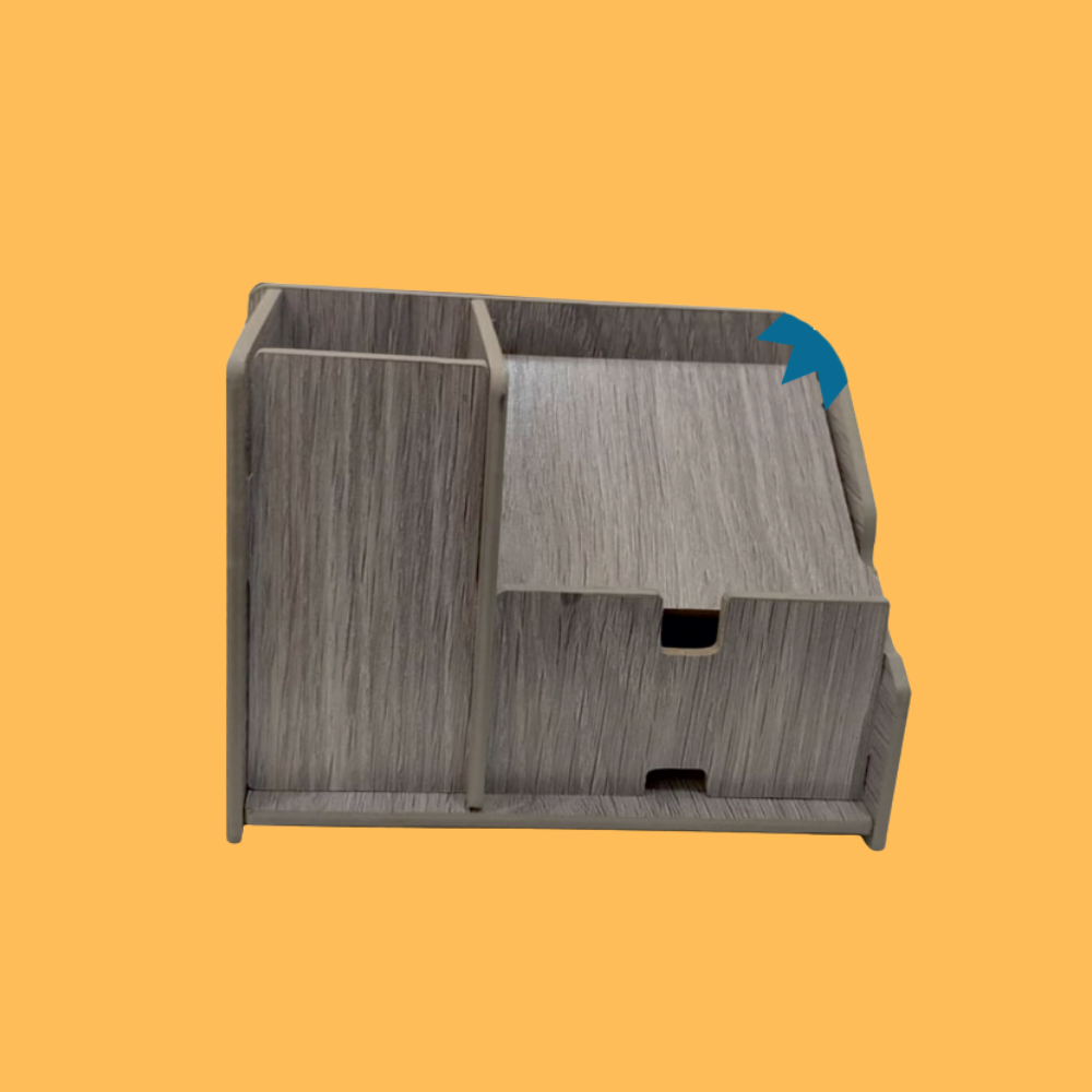GREY WOOD DESK ORGANIZER