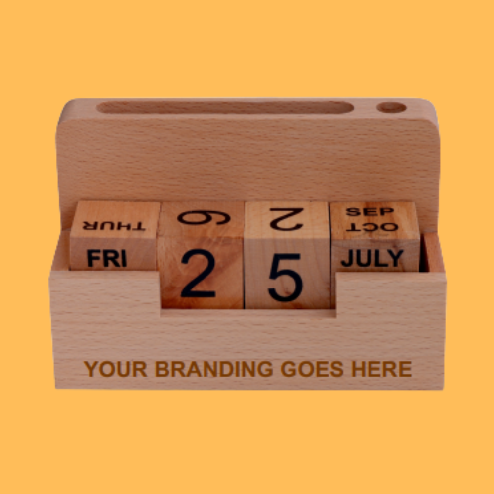 WOODEN PERPETUAL BLOCK CALENDAR