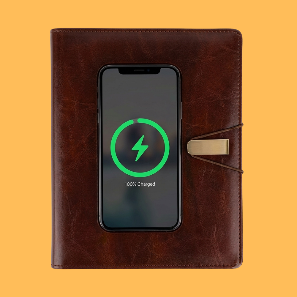 PREMIUM LEATHER BROWN POWER BANK 10000 MAH