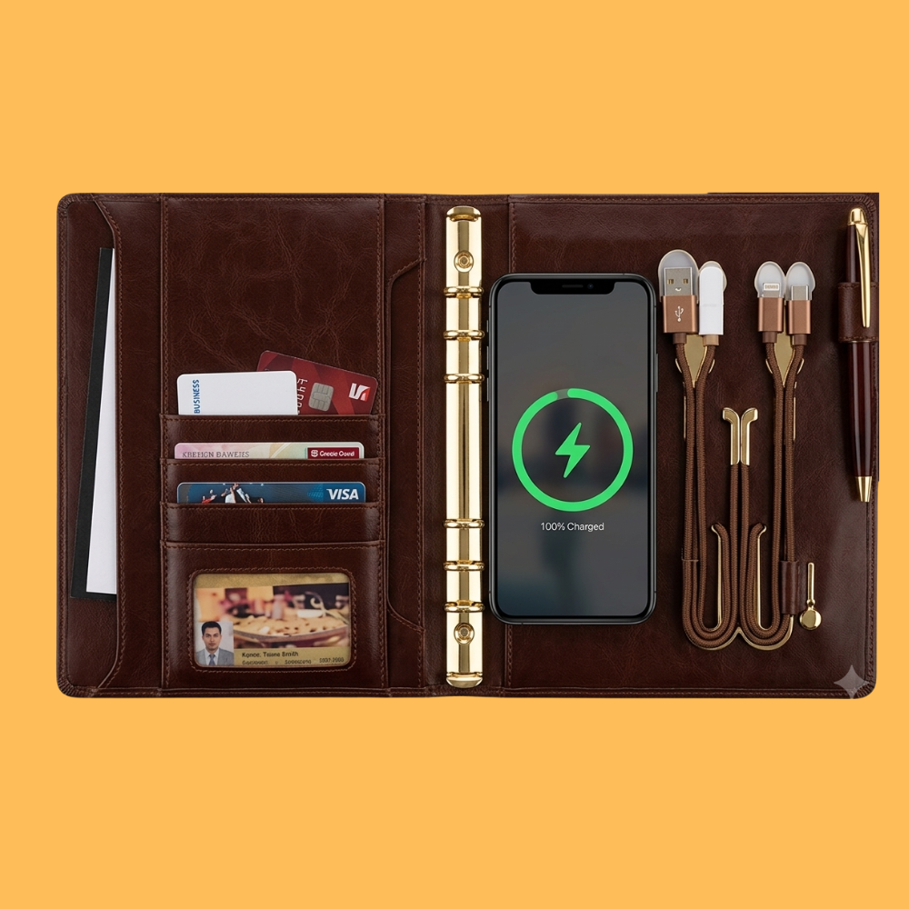 PREMIUM LEATHER BROWN POWER BANK 10000 MAH