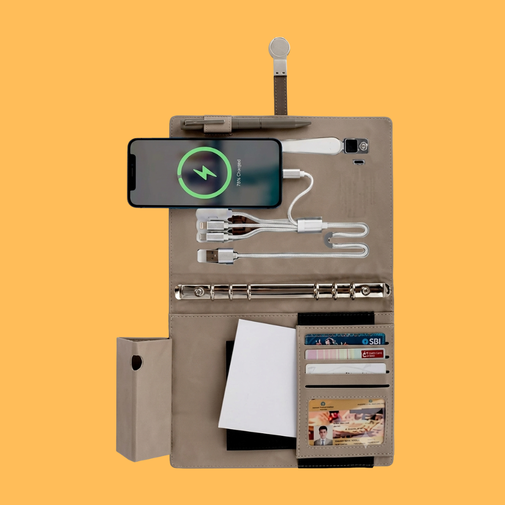 EXECUTIVE LEATHER BROWN SMART FOLIO 10000MAH