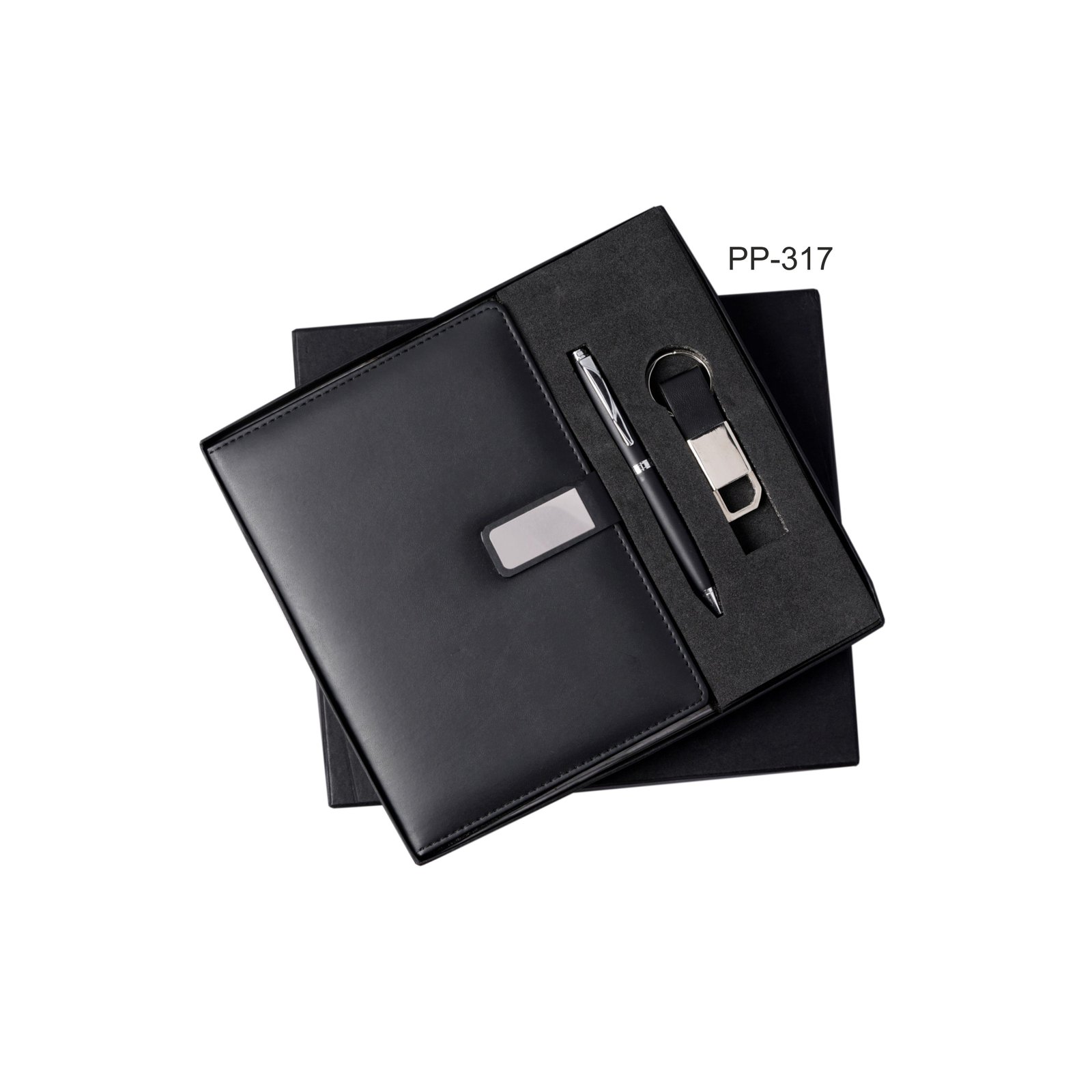 PP317 Corporate Combo Black (Pen, Keychain, Diary)-736368