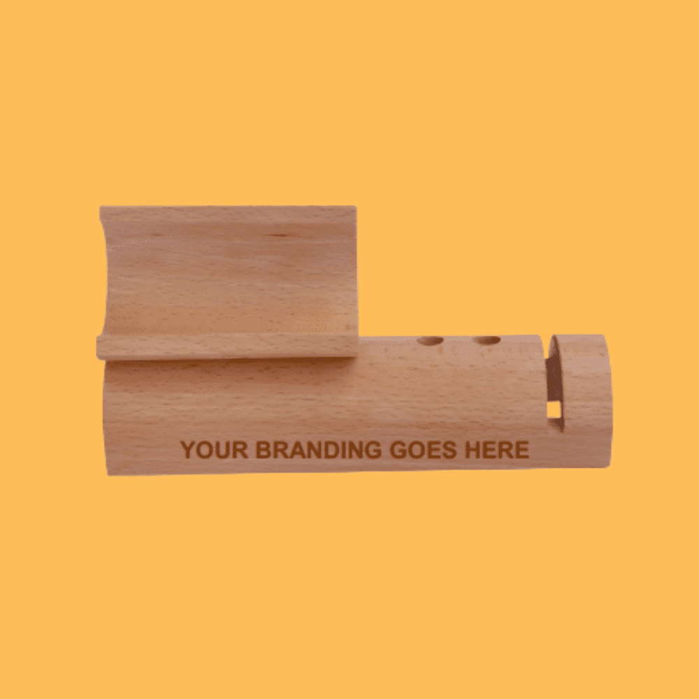 CYLINDRICAL WOODEN DESK STAND