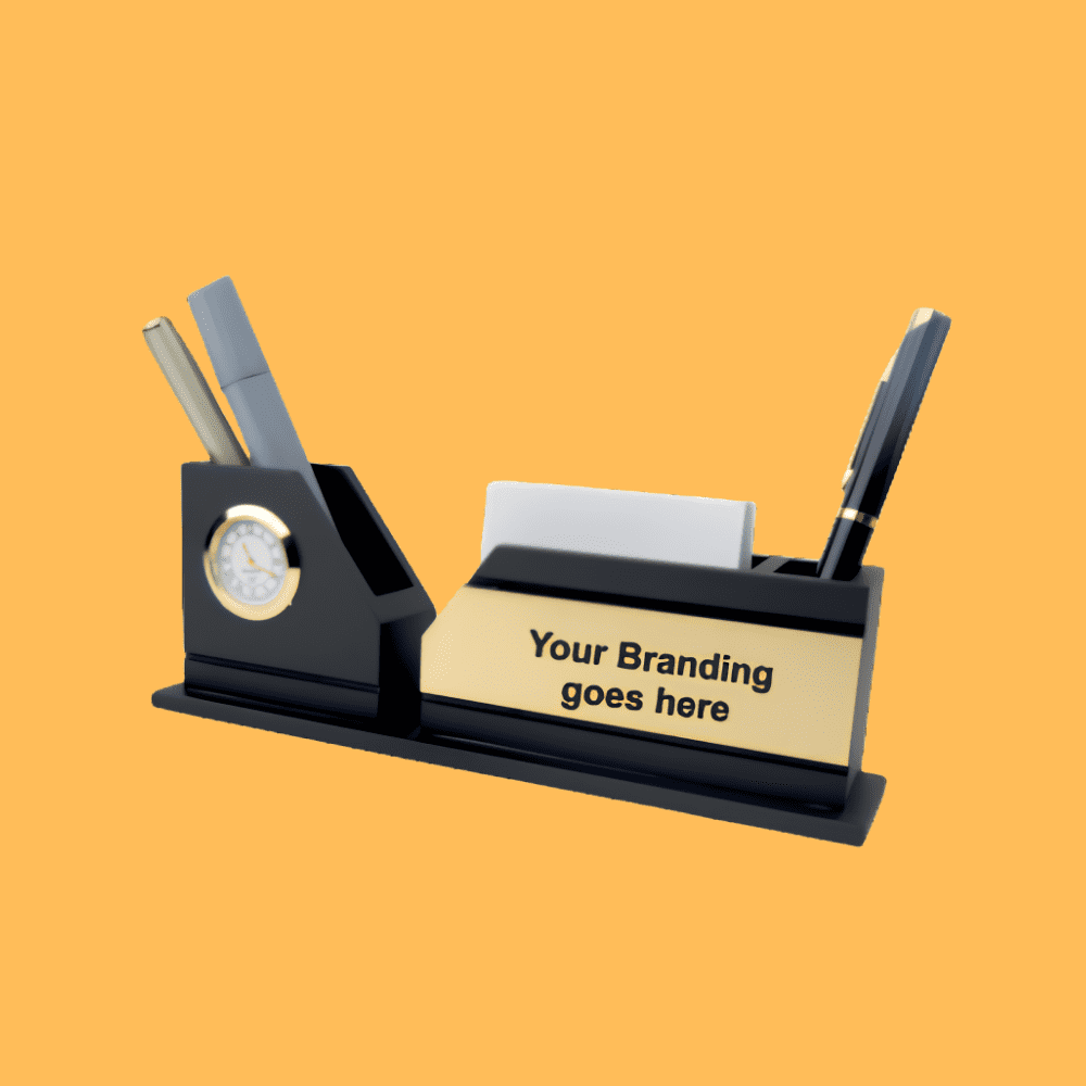 PREMIUM METALLIC PEN STAND CLOCK